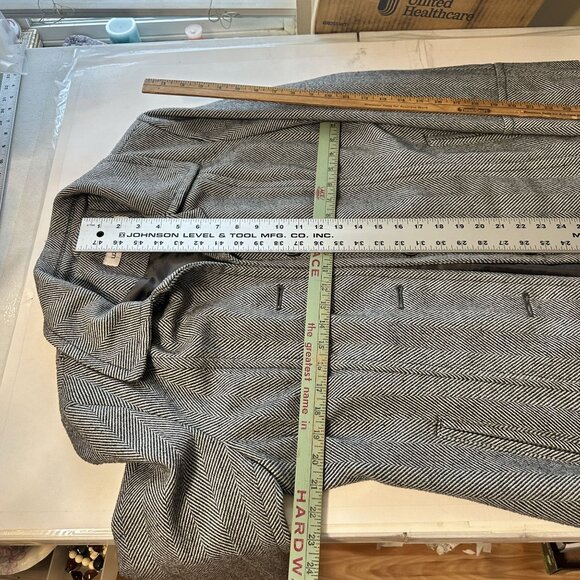 Liz Claiborne Womens Herringbone Jacket Grey Button Front Coat Large Wool Blend - Picture 5 of 8